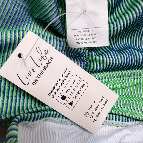 NWT! CUPSHE illusion green blue bikini swimsuit, M. - Picture 14 of 16